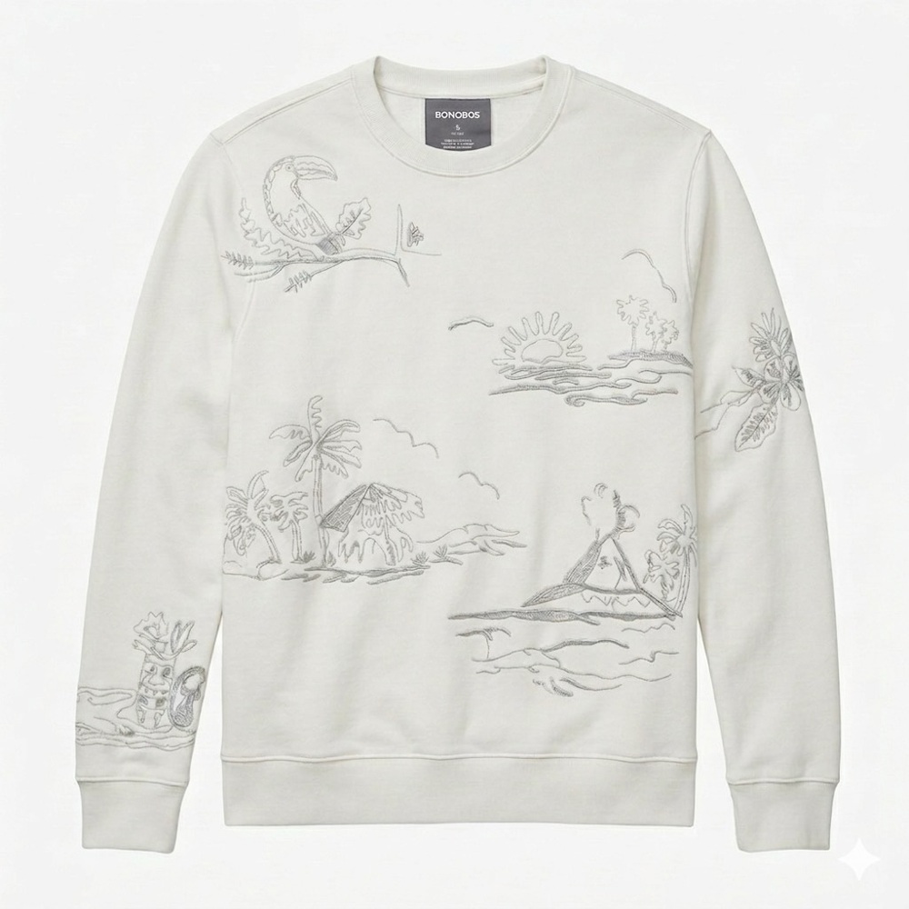 *SOLD* Bonobos woven stitch summer print white sweater